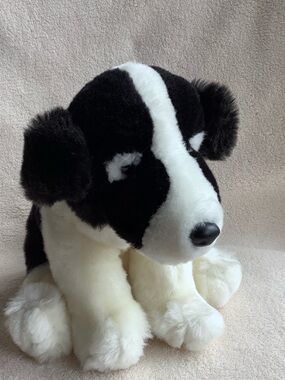 Vintage 1988 Chrisha Playful Plush Boarder Collie Dog Stuffed Animal Toy